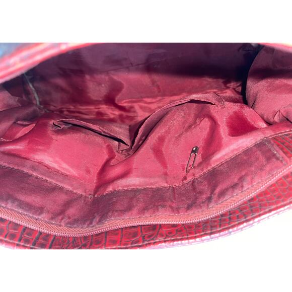 Red Vintage Bueno Croc Style Handbag‎ Handle Kelly Style Gold Hardware - Picture 10 of 16
